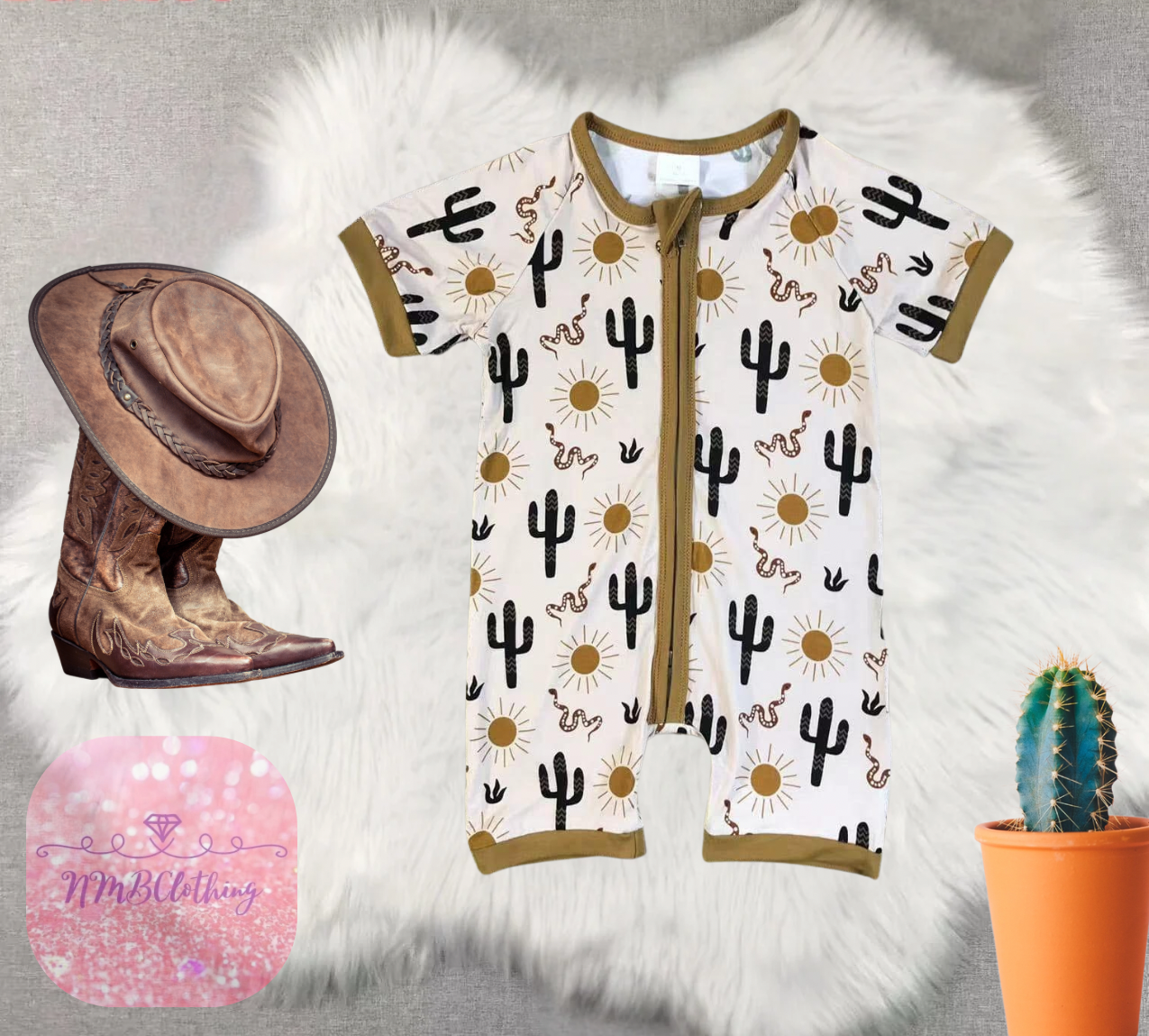 Desert Cactus Short Bamboo Romper