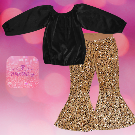 ✨SPARKLE✨ Gold Velvet NY Fashion Sequin Bells Set