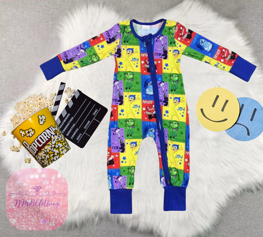 Happy Sad Feelings Patchwork Bamboo Romper